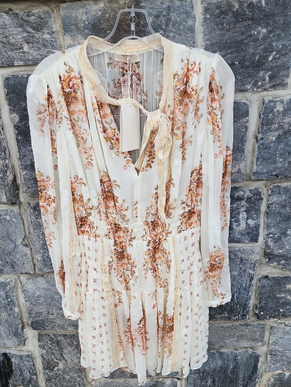 Ulla Johnson Maris Tie-Neck Long-Sleeve Mini Dress Long Sleeve Size 4